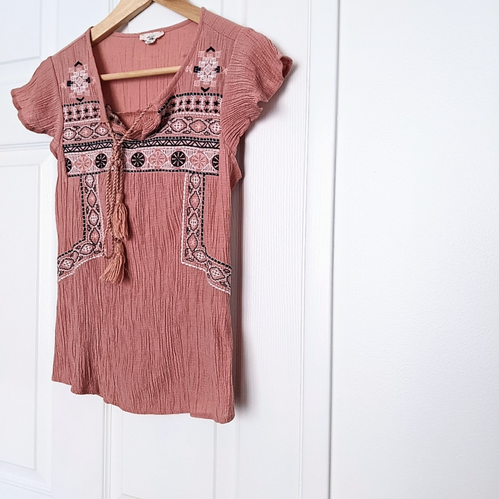 Foxglove Pink Bohemian Romantic Blouse. Size Small.
